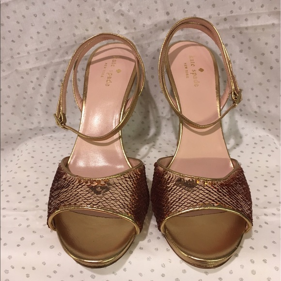 EUC Kate Spade New York Frankie Gold Heels😻 - Picture 2 of 5